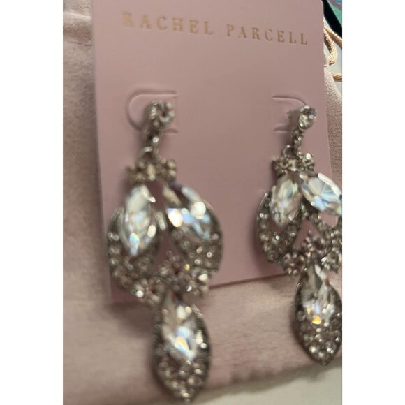 Rachel Parcell Gold Leaf Crystal Drop Chandelier Earrings - Picture 2 of 4